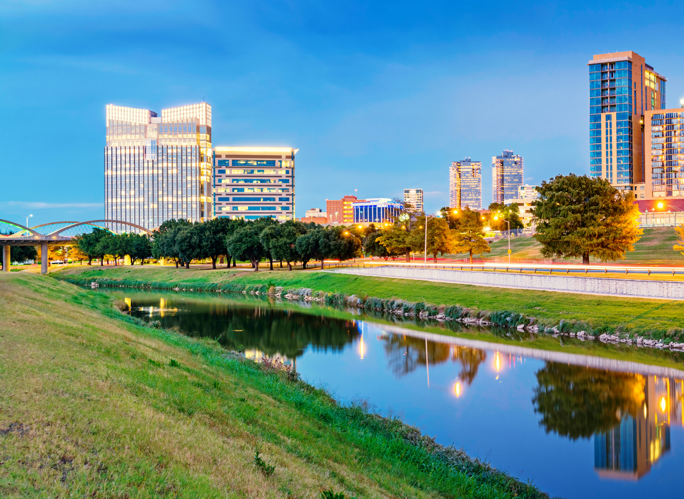 Fort Worth skyline at dusk